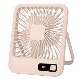 Mini Desktop Cooling Fan Rechargeable Battery Powered Personal Fan Speed Adjustment Strong Airflow Quiet Travel Fan with LCD Display for Home Office T (Option: DeskFanBeige)