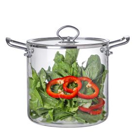 Large Glass Pot With Stainless Steel Handle,Transparent Glass Cookware Suitable For Induction Cooktops,Gas Stoves, Transparent Glass Casserole With Li (Option: 550ml)