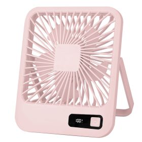Mini Desktop Cooling Fan Rechargeable Battery Powered Personal Fan Speed Adjustment Strong Airflow Quiet Travel Fan with LCD Display for Home Office T (Option: DeskFanPink)