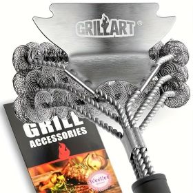 Safe And Efficient 18inch Barbecue Cleaning Brush, Suitable For Gas Porcelain Charcoal Barbecues Barbecue Accessories (Color: Silver)