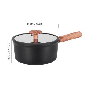 2 Piece Set 6.3 Inch,7.87 Inch ,1.5 QT,3 QT, Aluminum Mini Pots With Detachable Handles And Glass Lids ,Free Of PFOA,PFOS, Dishwasher Safe, Compatible (Option: 16cm-Black)