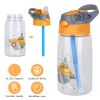 16.2Oz Leak-proof Kids Water Bottle with Straw Push Button Sport Water Bottle for Kids Crab Ship Jellyfish Rocket