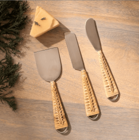 Rattan Weave Cheese Set Of 3 (Option: 1set)
