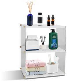 3-Tier Acrylic Countertop Organizer Bathroom Wood Counter Storage Rack Standing Vanity Cosmetics Shelf Cup Holder Desk Display Shelves (Option: OrganizerWhite)