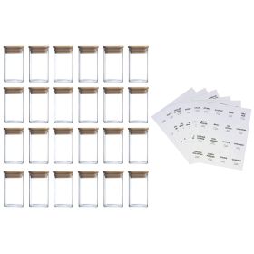 24 PCS Square Seasoning Jars Pepper Bottle Pepper Powder Bottle 240ml Glass Seasoning Jars Salt Jars (Option: Twentyfour)