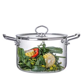 Large Glass Pot With Stainless Steel Handle,Transparent Glass Cookware Suitable For Induction Cooktops,Gas Stoves, Transparent Glass Casserole With Li (Option: 350ml)