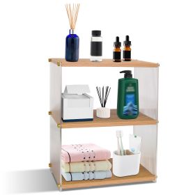 3-Tier Acrylic Countertop Organizer Bathroom Wood Counter Storage Rack Standing Vanity Cosmetics Shelf Cup Holder Desk Display Shelves (Option: OrganizerBurlywood)
