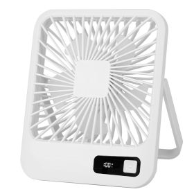 Mini Desktop Cooling Fan Rechargeable Battery Powered Personal Fan Speed Adjustment Strong Airflow Quiet Travel Fan with LCD Display for Home Office T (Option: DeskFanWhite)