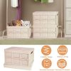 2Pcs 56L Collapsible Storage Bins With Dustproof Lid Waterproof Interior Bag Handle Stackable Storage Box Container Utility Organizer Crate For Campin