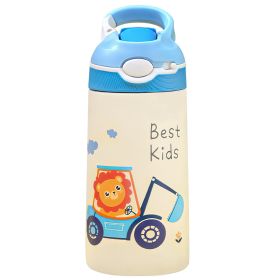 13.5Oz Insulated Stainless Steel Water Bottle Leak-proof Bottle for Kids with Straw Push Button Lock Switch Sports Water Bottle for Toddlers Boys Girl (Option: WaterBottleDigger)