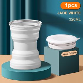 1/2pcs Portable Silicone Folding Water Cup Outdoor Heat Resistant Foldable Mug Collapsible Drinking Cups With Lid Travel Camping (Color: 1pcs white, Ships From: China)