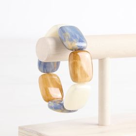 Blue Lapis/White/Sand Combo Chicklet Cooling Bracelet (size: Size 6)