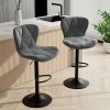 Industrial Vintage 2-Pc Rotatable Bar Stools Set w/ Backrest & Footrest - Quilted PU Leather - 300lb Capacity