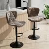 Industrial Vintage 2-Pc Rotatable Bar Stools Set w/ Backrest & Footrest - Quilted PU Leather - 300lb Capacity