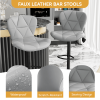Industrial Vintage 2-Pc Rotatable Bar Stools Set w/ Backrest & Footrest - Quilted PU Leather - 300lb Capacity