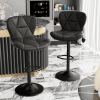 Industrial Vintage 2-Pc Rotatable Bar Stools Set w/ Backrest & Footrest - Quilted PU Leather - 300lb Capacity