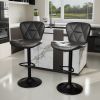 Industrial Vintage 2-Pc Rotatable Bar Stools Set w/ Backrest & Footrest - Quilted PU Leather - 300lb Capacity