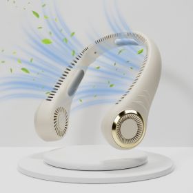 Bladeless Neck Fan with 180° Mountain Wind Cooling -Hands-Free Wearable & Ultra-Quiet, USB Rechargeable for Travel, Gym (Color: ivory white)