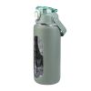 64Oz Glass Water Bottle Sports Water Bottle Motivational Water Bottle Water Intake Tracker Bottle with Straw Time Marker Silicone Sleeve Handle for Gy