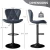 Industrial Vintage 2-Pc Rotatable Bar Stools Set w/ Backrest & Footrest - Quilted PU Leather - 300lb Capacity
