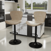 Industrial Vintage 2-Pc Rotatable Bar Stools Set w/ Backrest & Footrest - Quilted PU Leather - 300lb Capacity