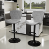 Industrial Vintage 2-Pc Rotatable Bar Stools Set w/ Backrest & Footrest - Quilted PU Leather - 300lb Capacity