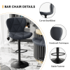 Industrial Vintage 2-Pc Rotatable Bar Stools Set w/ Backrest & Footrest - Quilted PU Leather - 300lb Capacity