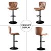 Industrial Vintage 2-Pc Rotatable Bar Stools Set w/ Backrest & Footrest - Quilted PU Leather - 300lb Capacity