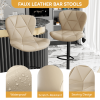 Industrial Vintage 2-Pc Rotatable Bar Stools Set w/ Backrest & Footrest - Quilted PU Leather - 300lb Capacity