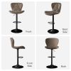Industrial Vintage 2-Pc Rotatable Bar Stools Set w/ Backrest & Footrest - Quilted PU Leather - 300lb Capacity