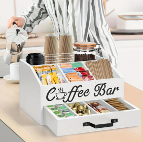 Double-layer Coffee Storage Box (Color: White)