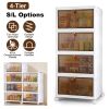 4-Tier Foldable Storage Bins with Lid Front Magnetic Door Collapsible Stackable Closet Organizer Containers with 4Pcs 360° Rotatable Wheels