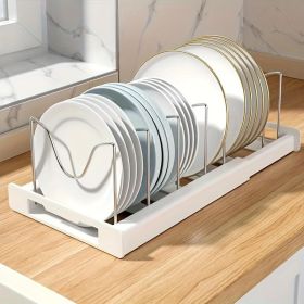 A Retractable Kitchen Storage Rack With Pot Rack, Dish Rack, Drainer And Pull-out Drawer, A Space-saving Storage Solution (Color: White)