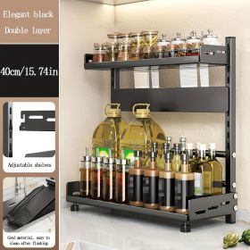 1 Piece Stainless Steel Multi-layer Spice Rack Suitable For Kitchen Countertops Multi-function Layered Rack For Orderly Spice Storage Suitable For Hom (Option: Double Layer-40CM)