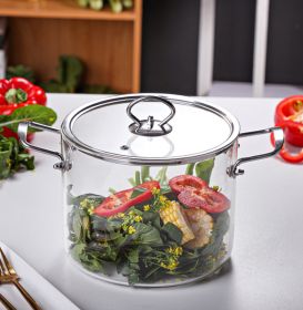 Large Glass Pot With Stainless Steel Handle,Transparent Glass Cookware Suitable For Induction Cooktops,Gas Stoves, Transparent Glass Casserole With Li (Option: 450ml)