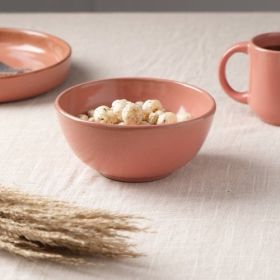 Rustic Reef Ceramic Soup Bowl  Elegant & Durable Dish For Cozy Meals (Color: Pink)