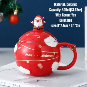 Christmas Ceramic Cup Creative Cute Santa Claus Astronaut Star Coffee Cup Large Capacity Milk Water Mug With Spoon Gift Box Xmas (Color: Santa claus-no box, Ships From: CN)