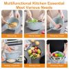Multifunctional Mixing Bowl with Lid (SEE MY BLOG) Set 3 Replaceable Graters Food Strainer and Colander Fruit Vegetable Washing Basket Stainless Steel