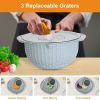 Multifunctional Mixing Bowl with Lid (SEE MY BLOG) Set 3 Replaceable Graters Food Strainer and Colander Fruit Vegetable Washing Basket Stainless Steel